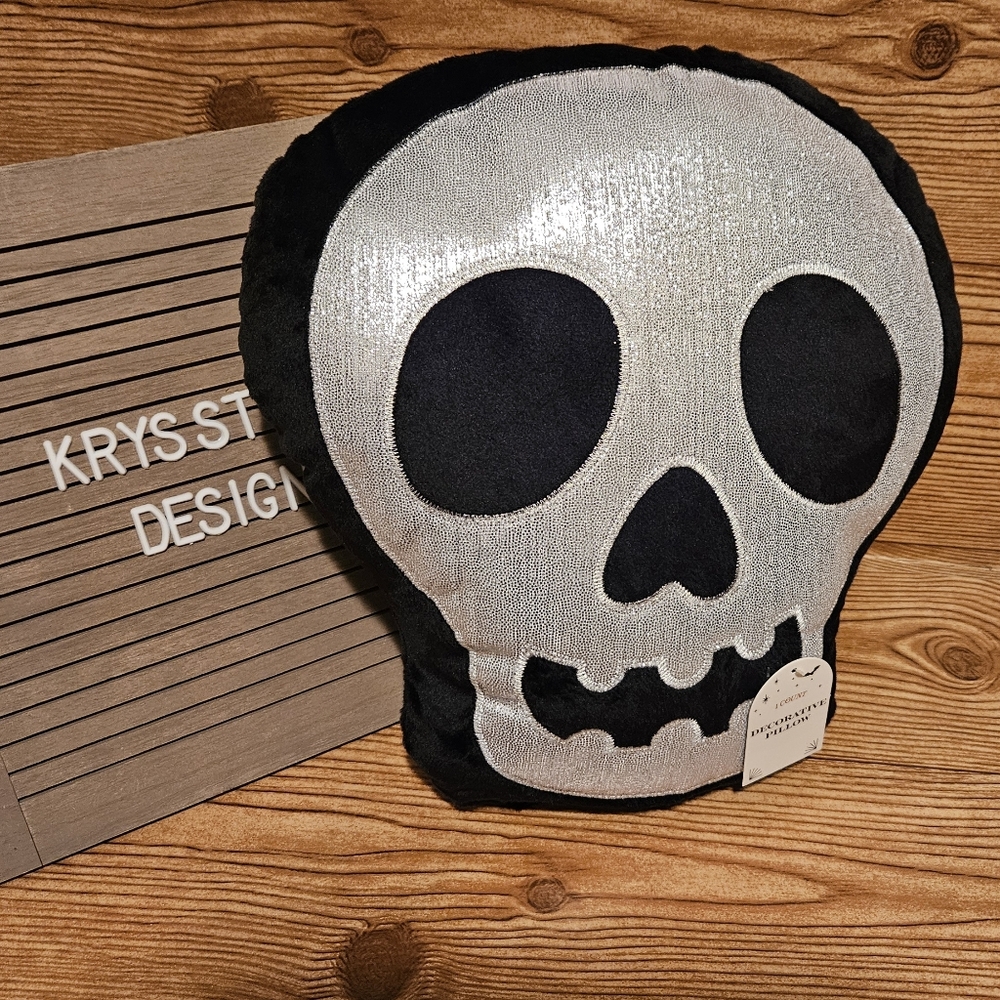 Target Bullseye Playground Halloween Skull Pillow Black